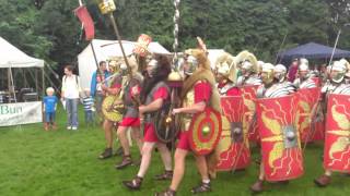 Roman Reenactment at the Amphitheatre in Caerleon Marching In [upl. by Ancalin]