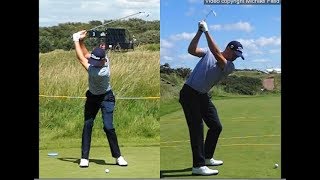 Justin Thomas golf swing  Long Iron faceon amp downtheline July 2017 [upl. by Sellig]